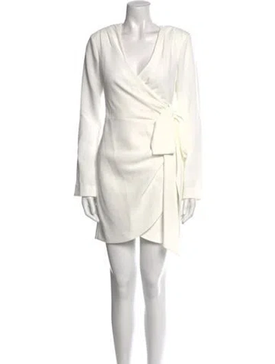 Pre-owned Cinq À Sept V-neck Mini Dress In White