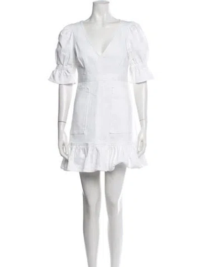 Pre-owned Cinq À Sept V-neck Mini Dress In White