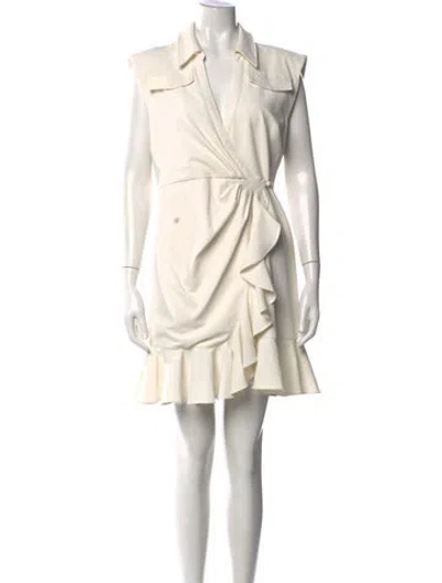 Pre-owned Cinq À Sept V-neck Mini Dress In White