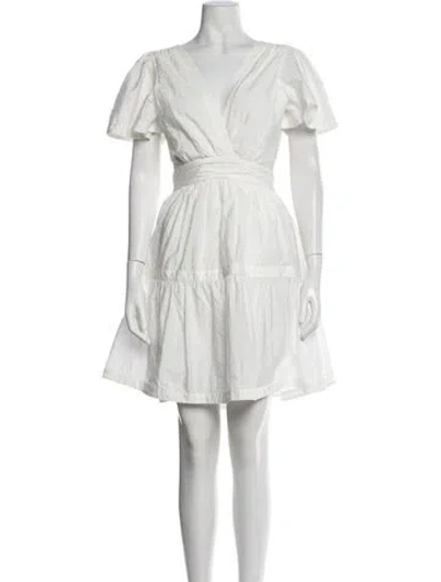 Pre-owned Cinq À Sept V-neck Mini Dress In White