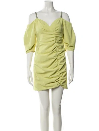 Pre-owned Cinq À Sept V-neck Mini Dress In Yellow