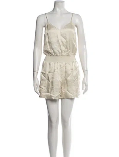 Pre-owned Cinq À Sept V-neck Romper In Neutrals