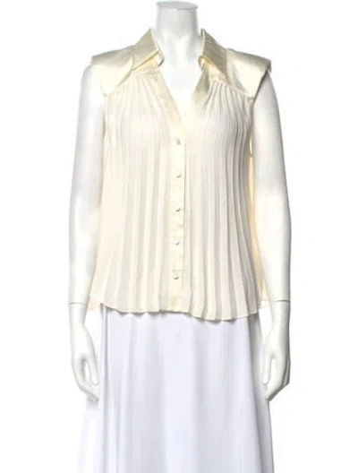 Pre-owned Cinq À Sept V-neck Sleeveless Blouse In Neutrals