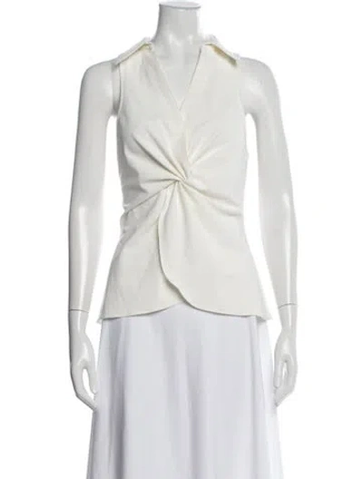 Pre-owned Cinq À Sept V-neck Sleeveless Blouse In Neutrals