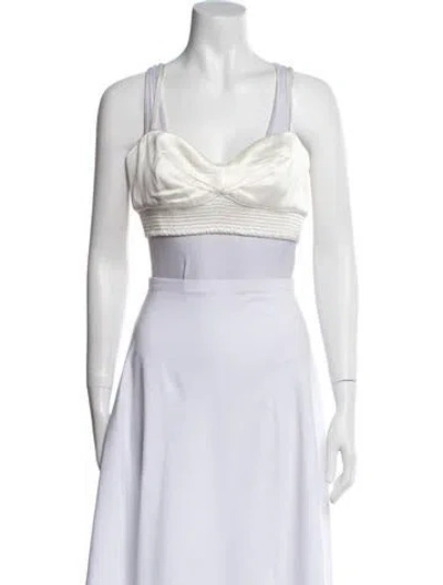 Pre-owned Cinq À Sept V-neck Sleeveless Crop Top In Blue