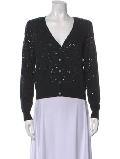 Pre-owned Cinq À Sept V-neck Sweater In Black