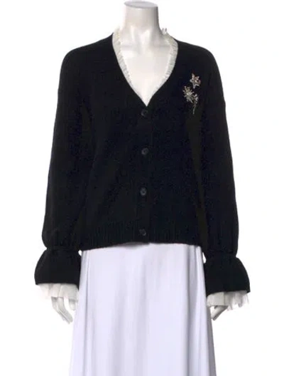 Pre-owned Cinq À Sept V-neck Sweater In Black