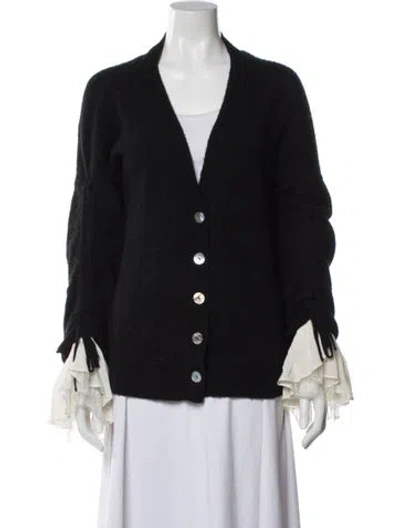 Pre-owned Cinq À Sept V-neck Sweater In Black