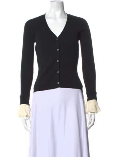 Pre-owned Cinq À Sept V-neck Sweater In Black