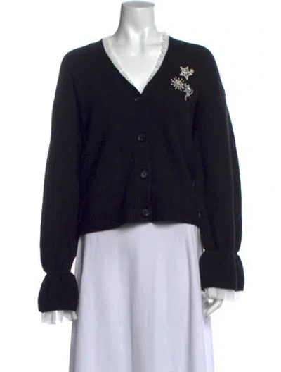 Pre-owned Cinq À Sept V-neck Sweater In Black