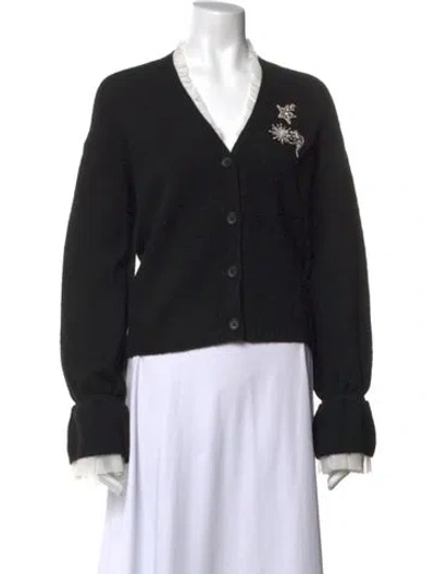 Pre-owned Cinq À Sept V-neck Sweater In Black