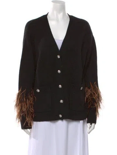Pre-owned Cinq À Sept V-neck Sweater In Black