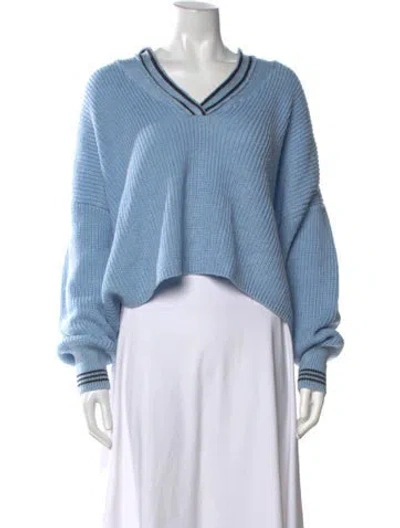 Pre-owned Cinq À Sept V-neck Sweater In Blue