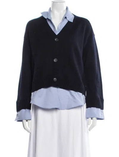 Pre-owned Cinq À Sept V-neck Sweater In Blue