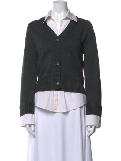 Pre-owned Cinq À Sept V-neck Sweater In Gray