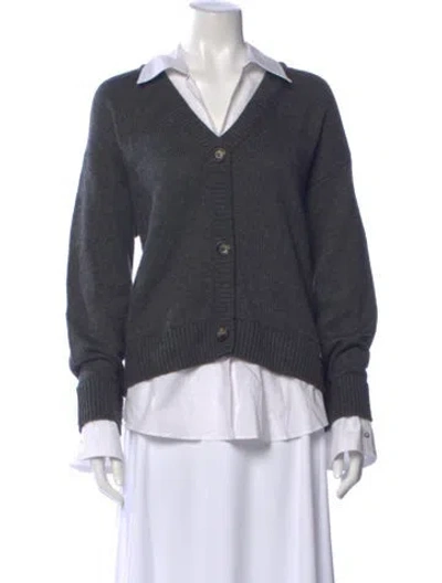 Pre-owned Cinq À Sept V-neck Sweater In Gray