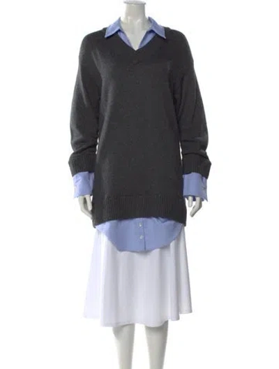 Pre-owned Cinq À Sept V-neck Sweater In Gray