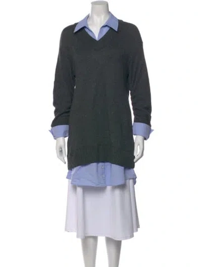 Pre-owned Cinq À Sept V-neck Sweater In Green