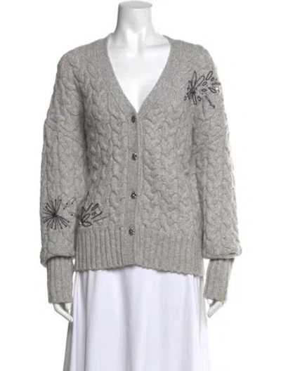Pre-owned Cinq À Sept V-neck Sweater In Grey