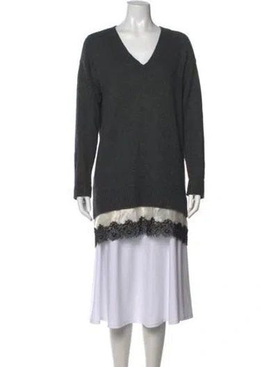 Pre-owned Cinq À Sept V-neck Sweater In Grey