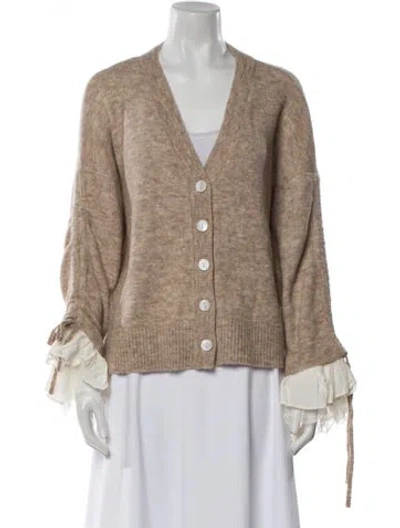 Pre-owned Cinq À Sept V-neck Sweater In Neutral