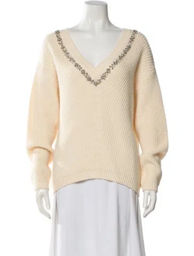 Pre-owned Cinq À Sept V-neck Sweater In Neutral