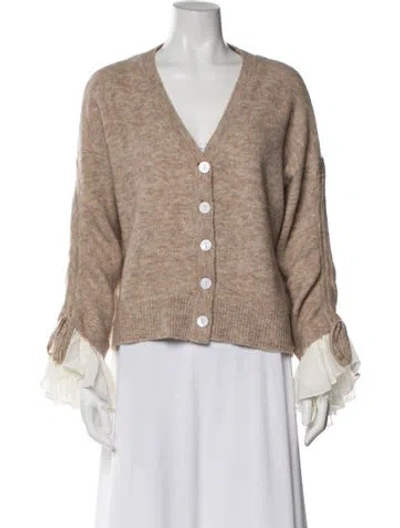 Pre-owned Cinq À Sept V-neck Sweater In Neutral