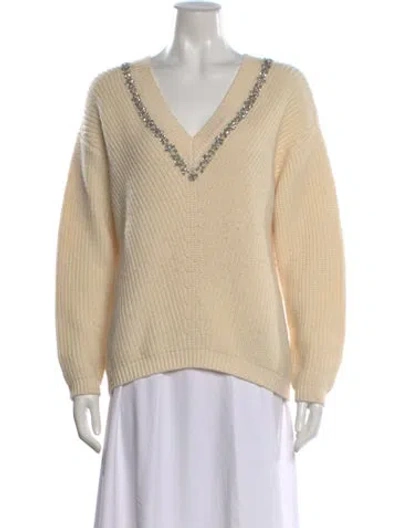 Pre-owned Cinq À Sept V-neck Sweater In Neutral
