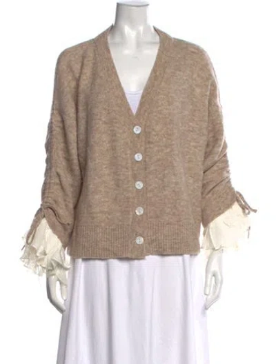 Pre-owned Cinq À Sept V-neck Sweater In Neutrals