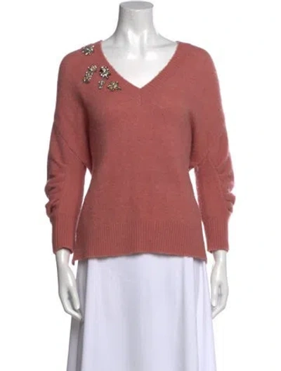 Pre-owned Cinq À Sept V-neck Sweater In Pink