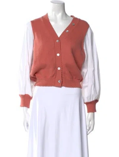 Pre-owned Cinq À Sept V-neck Sweater In Pink
