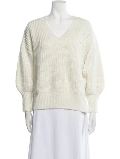Pre-owned Cinq À Sept V-neck Sweater In White