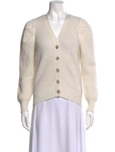 Pre-owned Cinq À Sept V-neck Sweater In White