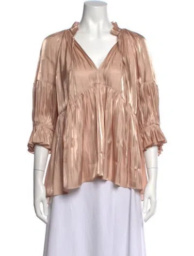 Pre-owned Cinq À Sept V-neck Three-quarter Sleeve Blouse W/ Tags