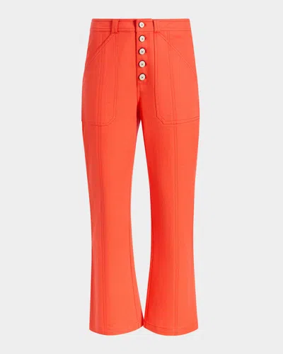 Cinq À Sept Wallace Cropped Button-fly Pants In Red