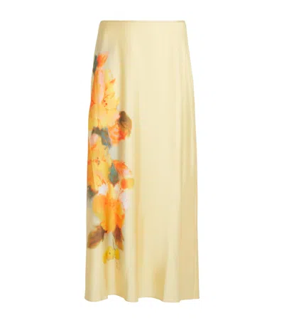 Cinq À Sept Cinq A Sept Watercolour Floral Carole Midi Skirt In Yellow