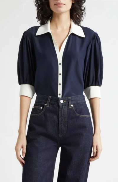 Cinq À Sept Weiley Silk Button-up Shirt In Multi