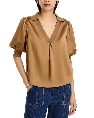 Cinq À Sept Cinq A Sept Weldon Collared Silk Blouse In Brown