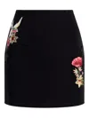 Cinq À Sept Western Amour Doris Floral-embroidered Mini Skirt In Black