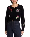 Cinq À Sept Millie Western Amour Beaded Embroidery Cotton Blend Cardigan In Black