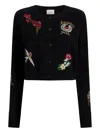 Cinq À Sept Millie Western Amour Beaded Embroidery Cotton Blend Cardigan In Black