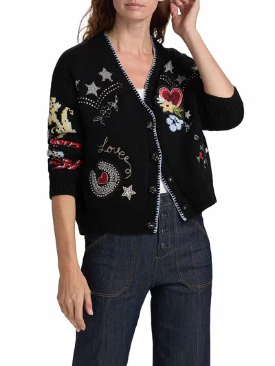 Cinq À Sept Western Collage Cardigan In Black Multi