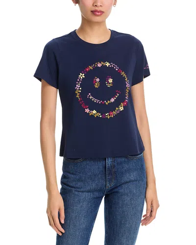 Cinq À Sept Cinq A Sept Wildflower Embroidery Smiley Shrunken Tee In Multi