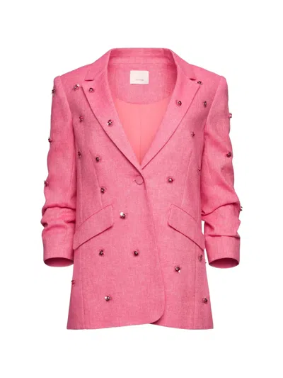 Cinq À Sept Wildflower Paile Khloe Linen Blazer In Pink