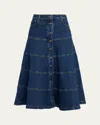Cinq À Sept Wilhelmina Denim Midi Skirt In Blue