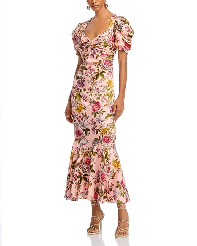 Cinq À Sept Cinq A Sept Wilma Floral Puff Sleeve Dress In Soft Pink Multi