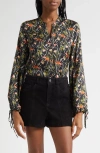Cinq À Sept Windswept Meadow Rosella Button-up Shirt In Black