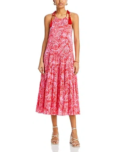 Cinq À Sept Cinq A Sept Winnie Tropical Print Tiered Cover-up Dress In Pink