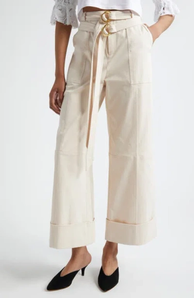 Cinq À Sept Cinq A Sept Winona Brushed Twill Pants In Oat Milk