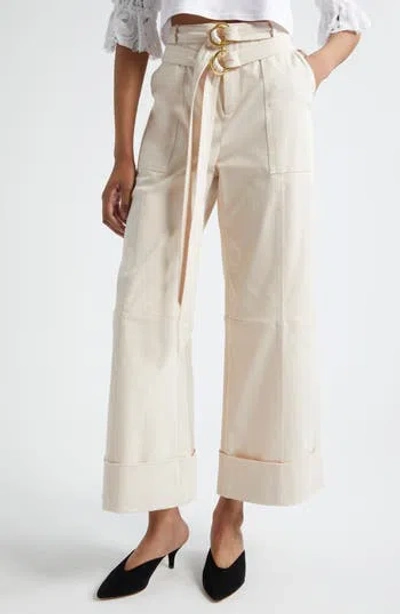 CINQ À SEPT CINQ À SEPT WINONA DOUBLE BELT STRETCH BRUSHED COTTON TWILL PANTS